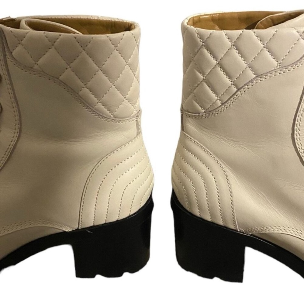 Marc Fisher Leather Combat Boots In Ivory Wyomi Style - Picture 7 of 11